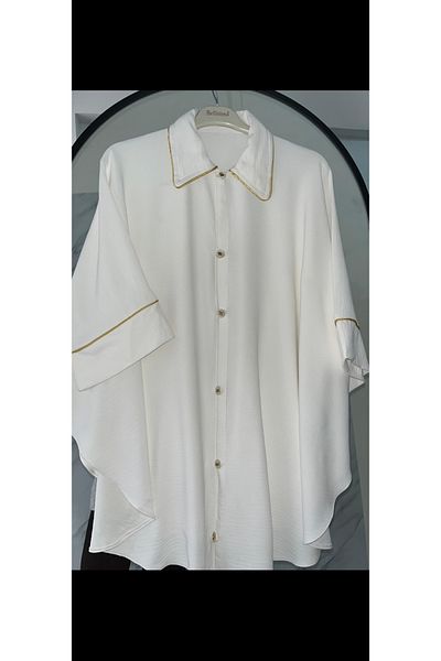 DİLEKBUTİK Poncho de vară cu șnur alb