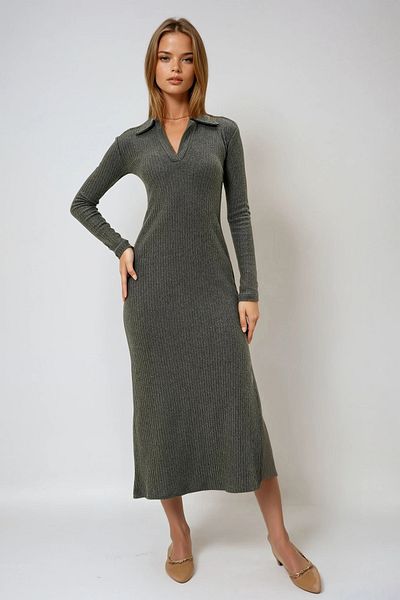 VAGGON Γυναικείο Χακί Πόλο Φόρεμα Interlock Fabric Prmx13121
