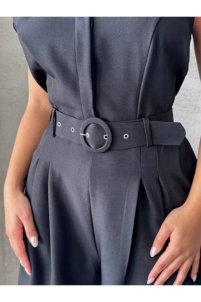 RockMore Trend Collared Shorts Jumpsuit