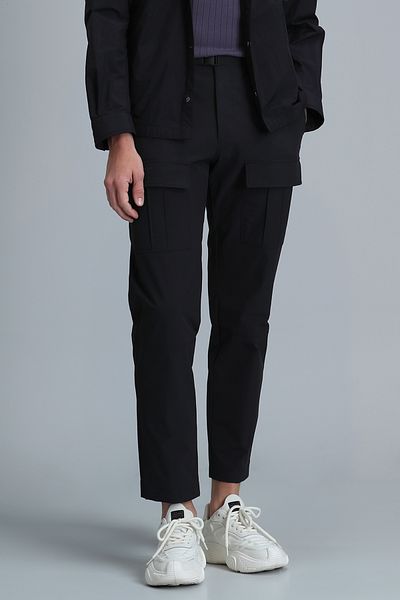 Lufian Black Tailored Fit Road Jogger Pants