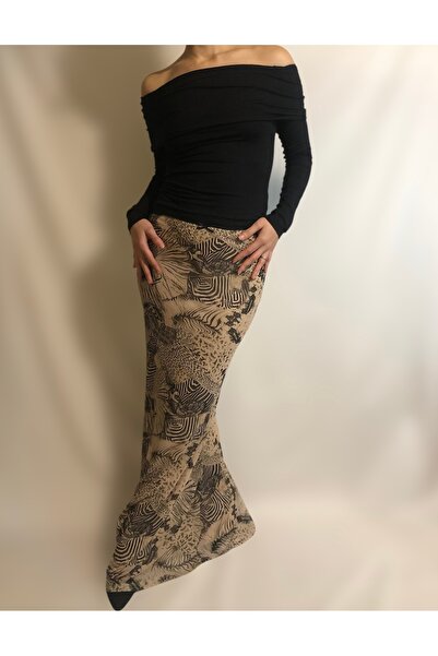 Butik Desenli Maxi Etek