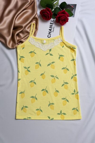 FEMYNA Limon Desenli Askılı Pijama Takımı / Gecelik