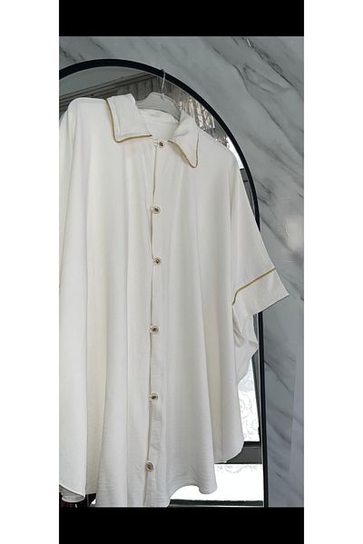 DİLEKBUTİK Poncho de vară cu șnur alb