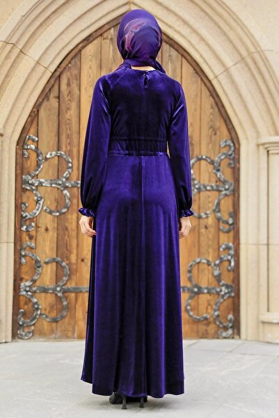 Neva Style Rochie din catifea hijab mov 36921mov