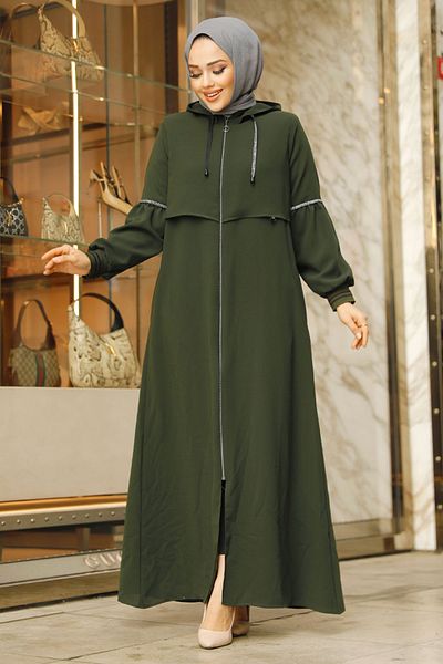Neva Style Hijab kaki cu glugă Ferace 62602HK