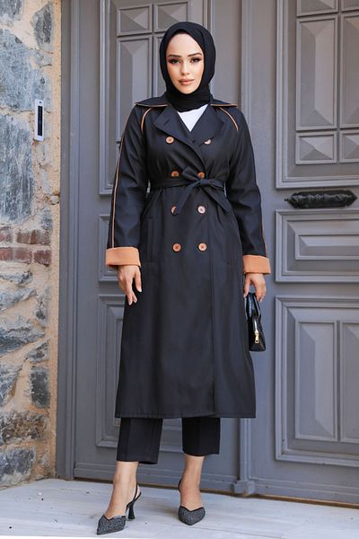 Neva Style Trenci negru cu nasturi 5371s