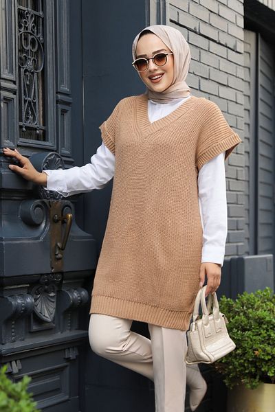 Neva Style - سترة تريكو حجاب البسكويت 4786bs