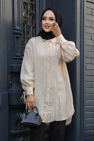 Neva Style Tunica Hijab Bej - Nasturi, Model 10510BEIG