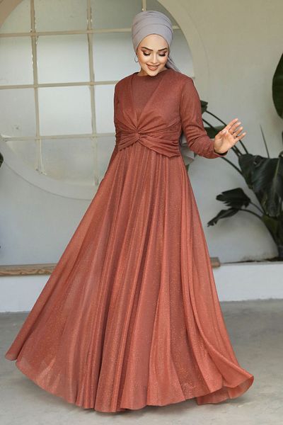 Neva Style Glitter Tile Hijab Evening Dress 5397Krmt