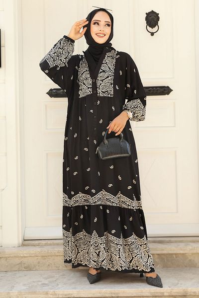 Neva Style Φόρεμα Hijab με μαύρο σχέδιο - 51751S