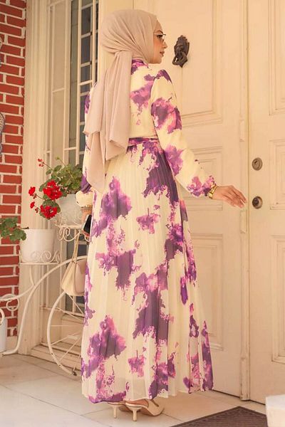 Neva Style Rochie Hijab cu model violet - 34461PURPLE