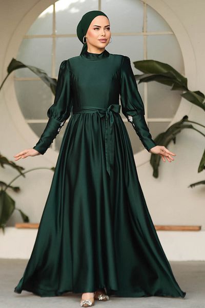 Neva Style Βραδινό φόρεμα Emerald Green Hijab 60801zy