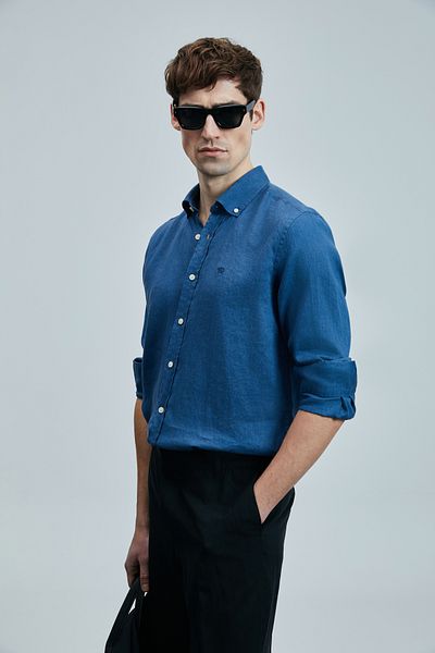 Lufian Cămașă de in pentru bărbați Pitaya Comfort Fit Saks