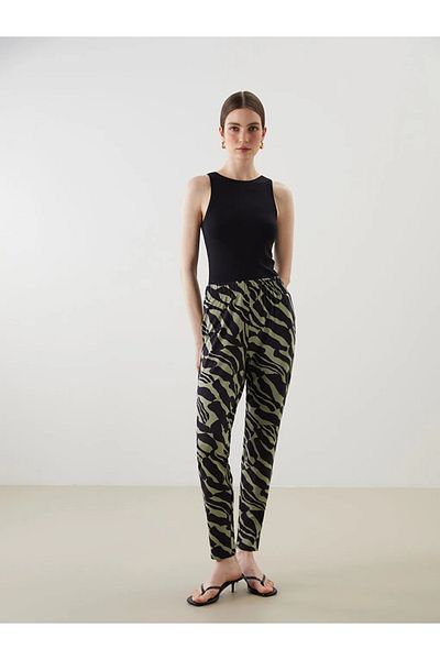 LC Waikiki Lcwaikiki Classic Khaki Elastic Waist Patterned Women's Trousers