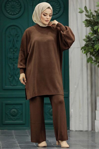 Neva Style Set dublu tricotaj hijab maro 34262kh