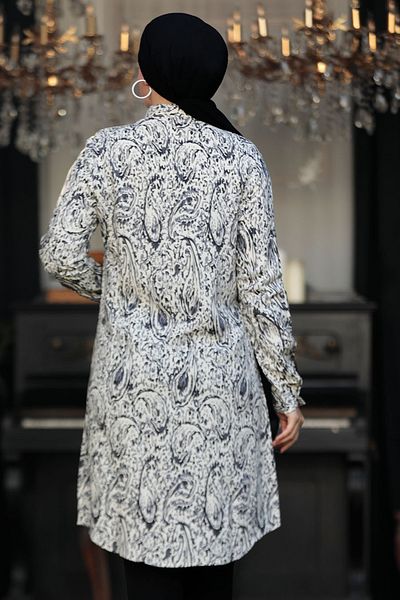 Neva Style منقوشة الحجاب الأسود فسكوزي تونك 11673s