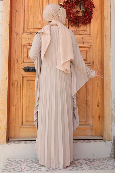 Neva Style Rochie Hijab Mink - Maneca Liliac, Model 330068 V.