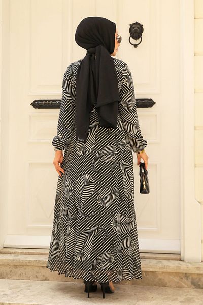 Neva Style Rochie Hijab cu model negru - 34465S
