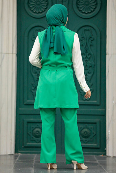 Neva Style Vest Set Green Hijab Double Suit 5916Y