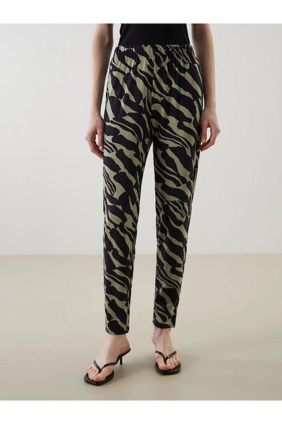 LC Waikiki Lcwaikiki Classic Khaki Elastic Waist Patterned Women's Trousers
