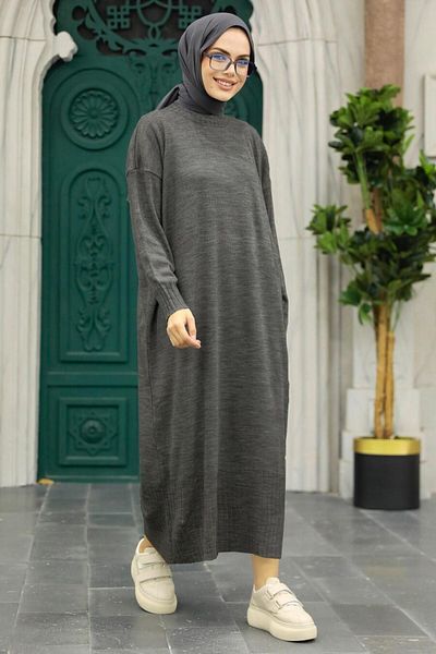 Neva Style Rochie tricotată Hijab afumată 3409fu