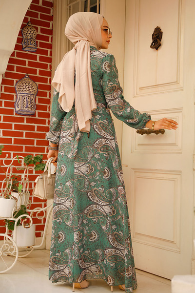 Neva Style Φόρεμα Hijab με λουλουδάτο σχέδιο πράσινο 279081Y
