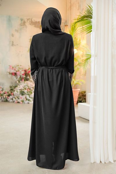 Neva Style Hijab negru cu model Ferace 29105S