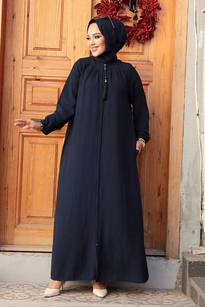 Neva Style Abaya Hijab Bleumarin - Cu Fermoar, Model 60971L