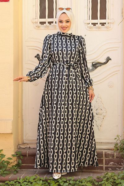 Neva Style Rochie Hijab cu model negru - 23422S