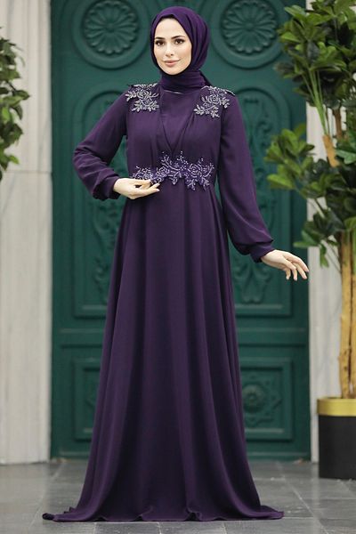 Neva Style Rochie de seara musulmana cu margele 22113mu