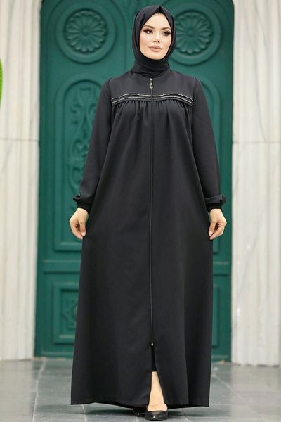 Neva Style Zippered Black Hijab Ferace 10533S
