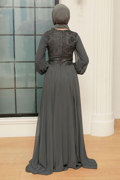 Neva Style Rochie de seara cu hijab - Rochie de seara musulmana afumata cu detalii de flori 742fu