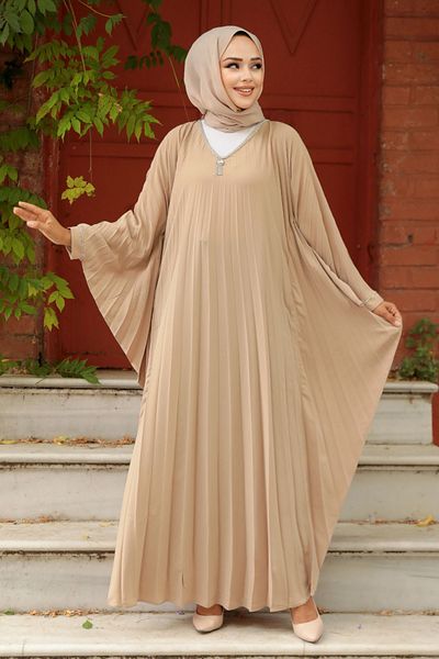 Neva Style Φόρεμα Camel Hijab Bat Sleeve - 330068C