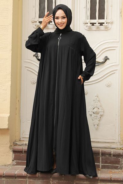 Neva Style Haina neagră pentru hijab - cu fermoar, model 520180 S