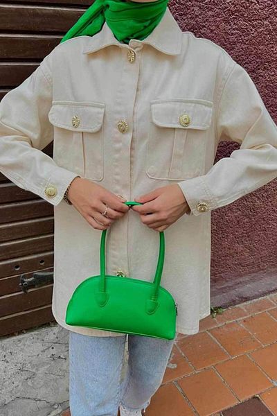 Neva Style - Jachetă hijab crem cu nasturi 9255kr