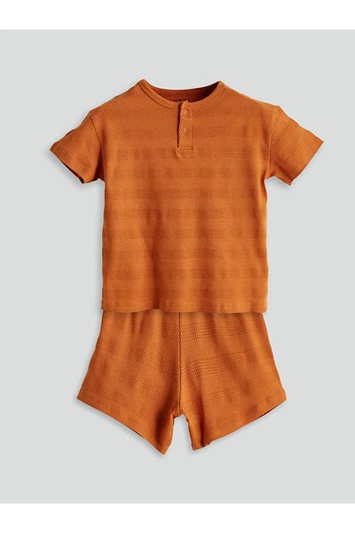 LC Waikiki Lcw Baby Orange Baby Boy Cotton T-Shirt and Shorts 2-Pack