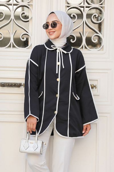 Neva Style Cupă Hijab neagră - 12162S cu țevi