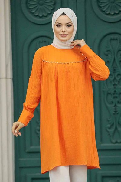 Neva Style تونك حجاب برتقالي 614t