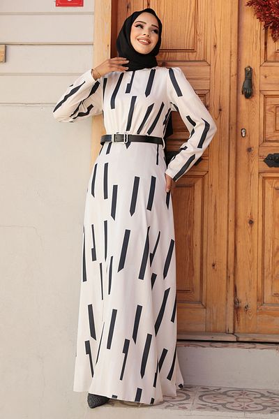 Neva Style Rochie Hijab cu model negru - 4645S