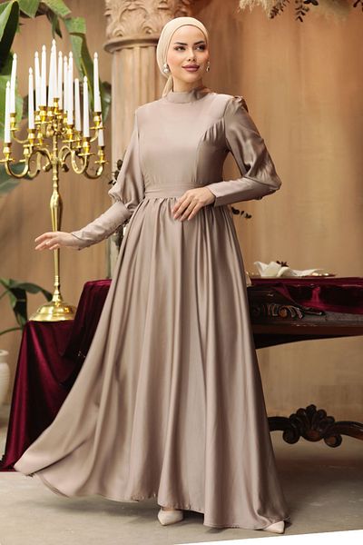 Neva Style Beige Hijab Evening Dress 60801Beige
