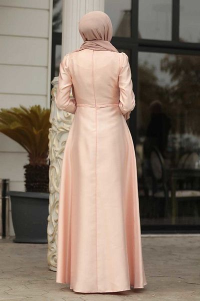 Neva Style Rochie de seara musulmana din tafta pudra 3755pd