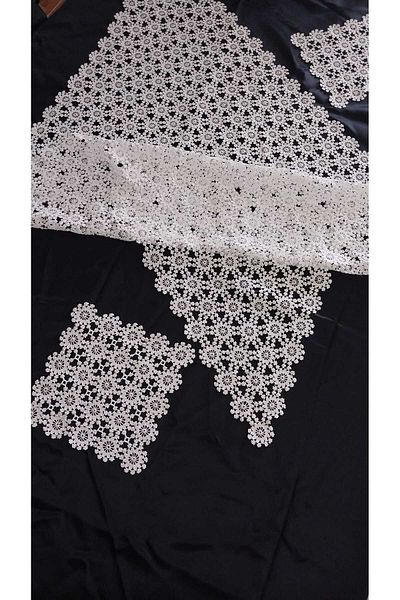Papatyam Hand Knitted Crochet 1 Piece (140X80), Baklava Table 3 Piece Napkin (20X20) / Vintage / Dowry Lace / Flush Yarn