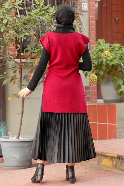 Neva Style Tricotaj Hijab Burgundy cu centură 46500br