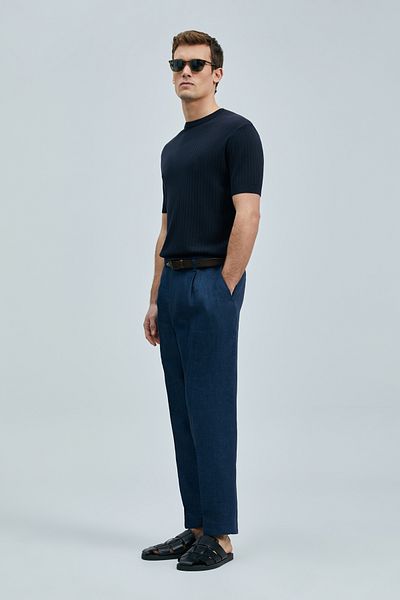 Lufian Ανδρικό βαμβακερό πουλόβερ Spear Dark Navy Blue