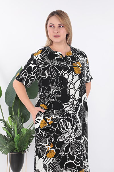 STELLETO Floral Patterned Buttoned Collar Summer Viscose Dress