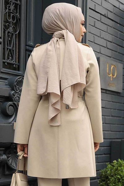 Neva Style Șapcă Hijab cu centură bej - 72131BEIG
