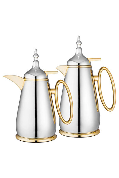 NO NAME طقم ترامس شاي وقهوة السيف 2 قطعة فضي ذهبي