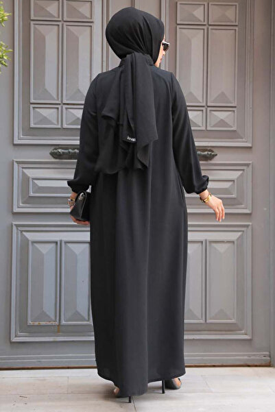 Neva Style Μαύρο Hijab Abaya - Με φερμουάρ, Μοντέλο 60971S