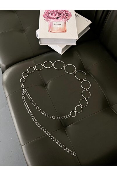 coaksco Curea boemă rotundă cu lanț argintiu