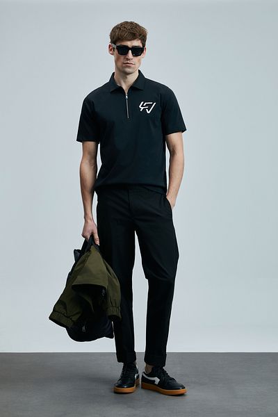 Lufian Έξυπνο ανδρικό μπλουζάκι Polo μαύρο